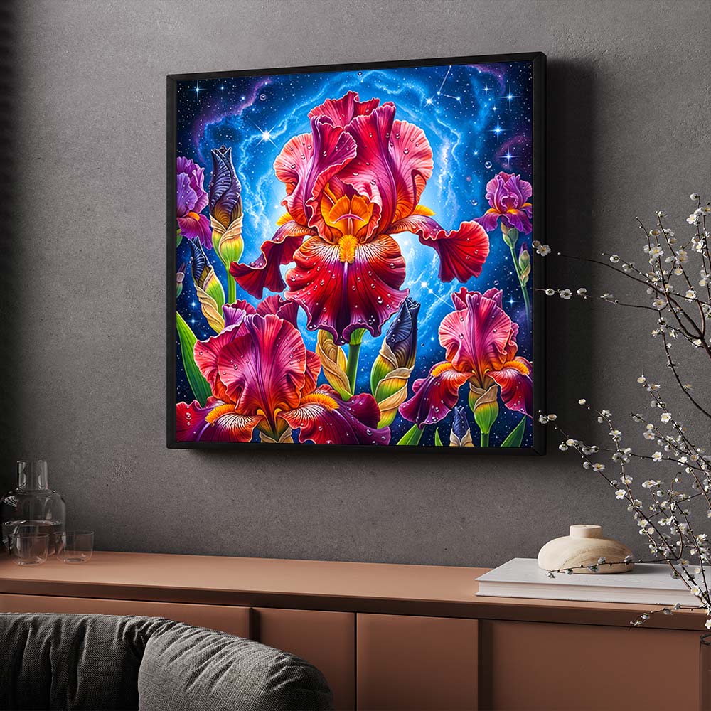 5D Diamond Painting – Galaktische Irisblüte, Unique-Diamond
