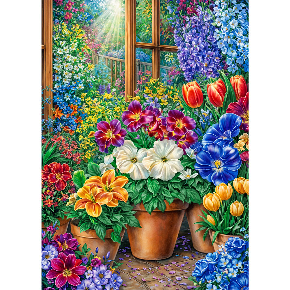 5D Diamond Painting – Garden Window Bloom, Unique-Diamond