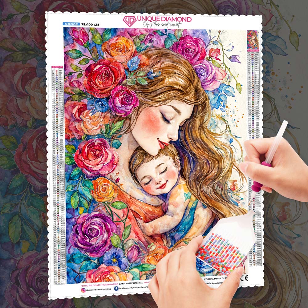 5D Diamond Painting – Geborgen im Blütenzauber, Unique-Diamond