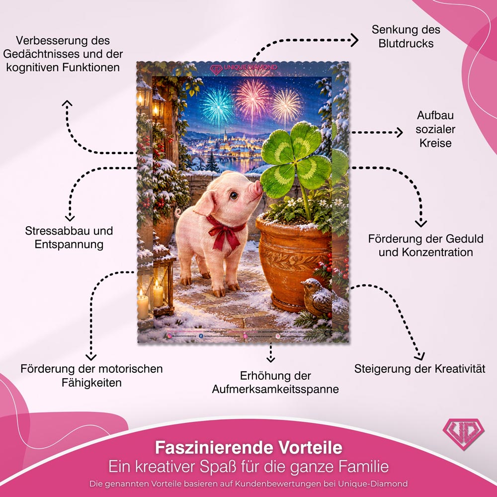 5D Diamond Painting – Glücksschnäuzchen zum Jahreswechsel