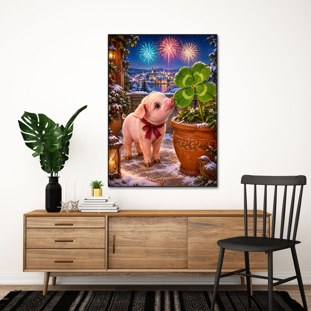 5D Diamond Painting – Glücksschnäuzchen zum Jahreswechsel