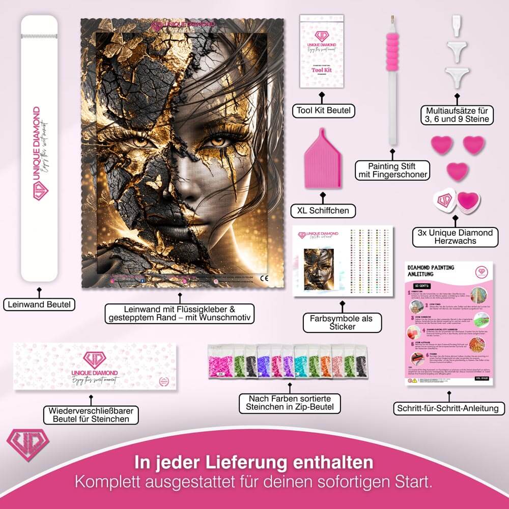 5D Diamond Painting – Göttin aus Gold und Schatten