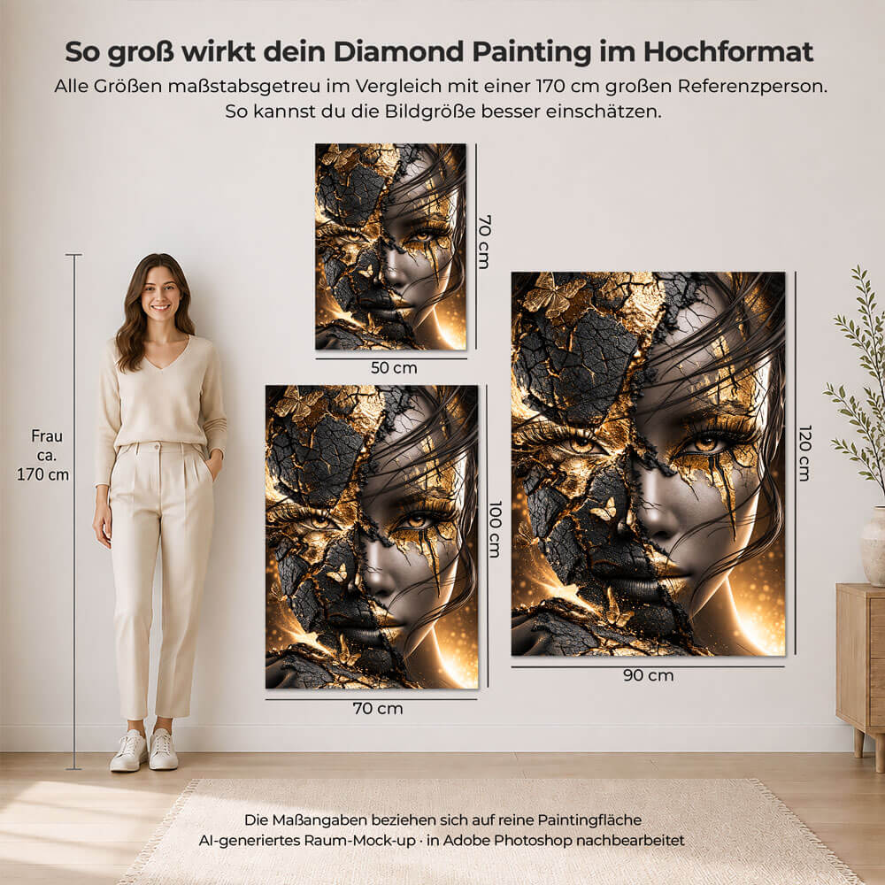 5D Diamond Painting – Göttin aus Gold und Schatten