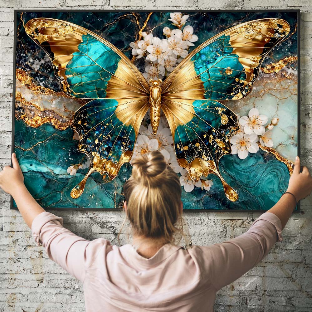 5D Diamond Painting – Golden Emerald Butterfly