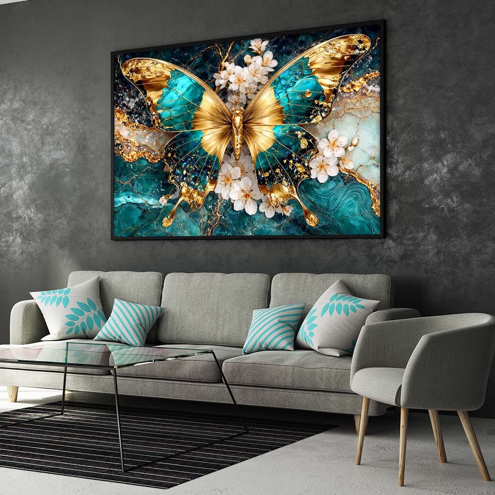 5D Diamond Painting – Golden Emerald Butterfly