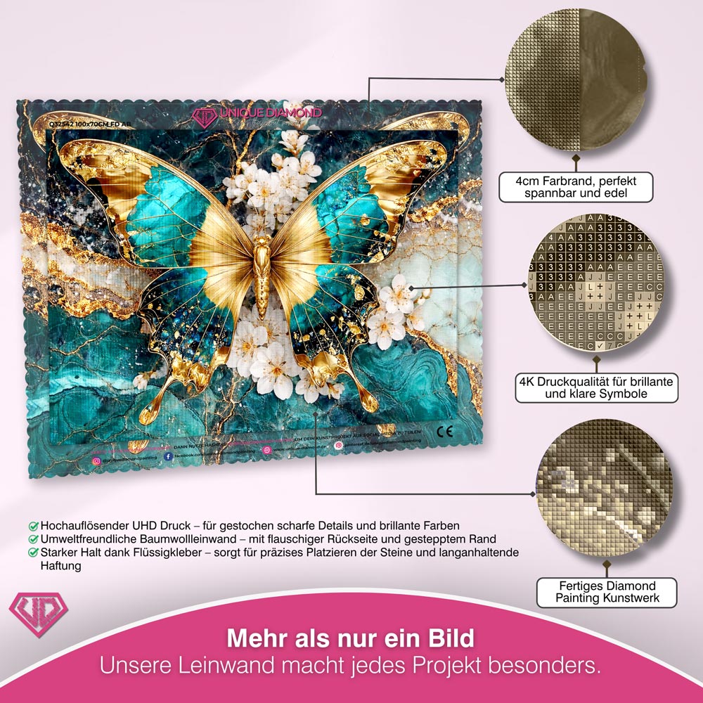 5D Diamond Painting – Golden Emerald Butterfly