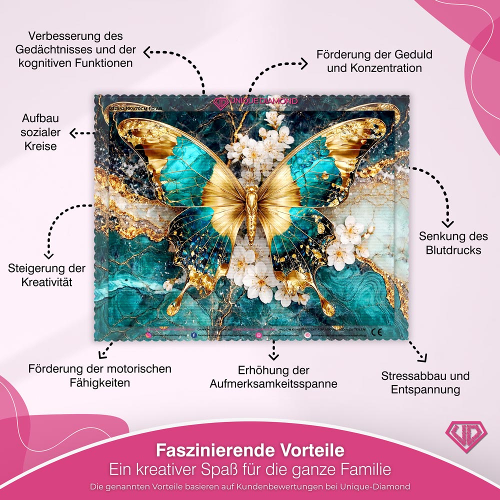 5D Diamond Painting – Golden Emerald Butterfly