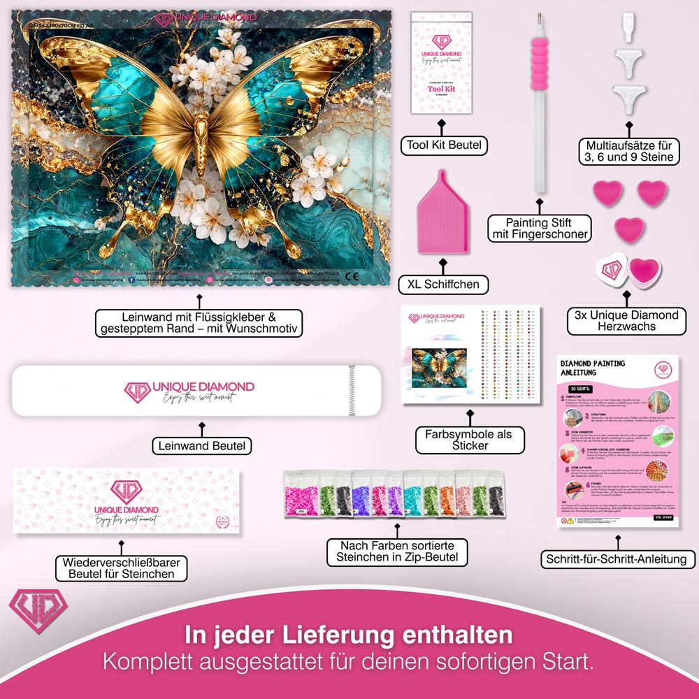 5D Diamond Painting – Golden Emerald Butterfly