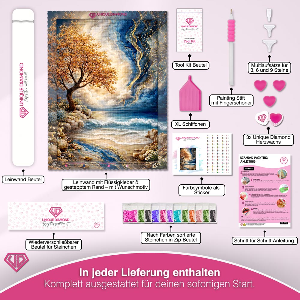 5D Diamond Painting – Golden Ocean Tree