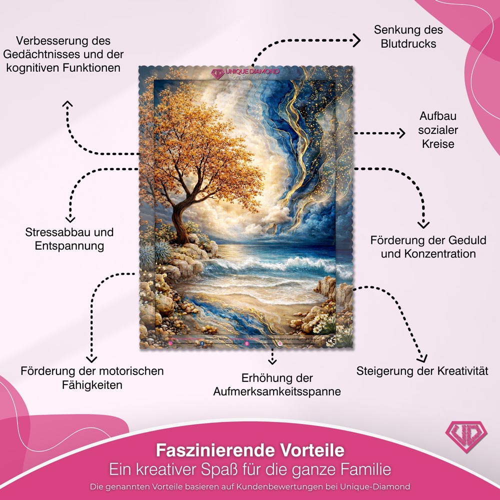 5D Diamond Painting – Golden Ocean Tree