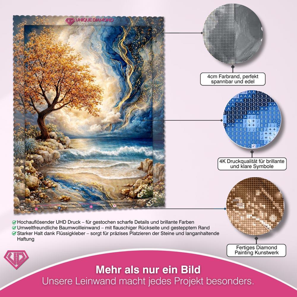 5D Diamond Painting – Golden Ocean Tree