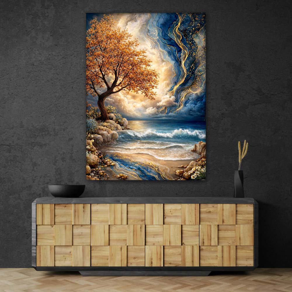 5D Diamond Painting – Golden Ocean Tree