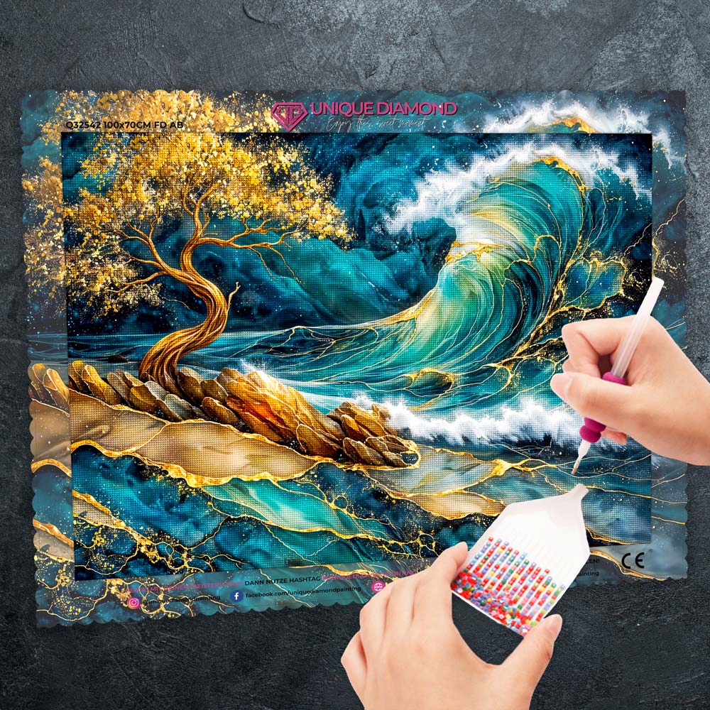 5D Diamond Painting – Golden Wave