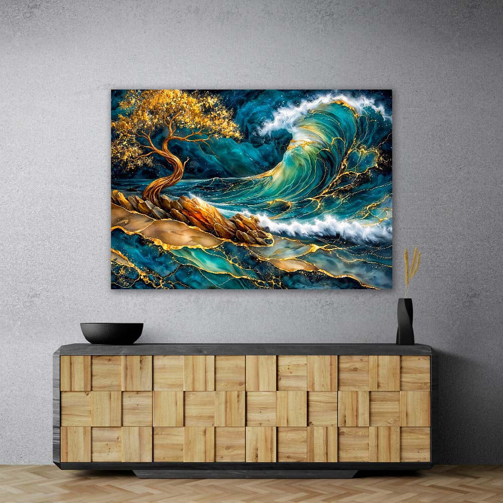 5D Diamond Painting – Golden Wave