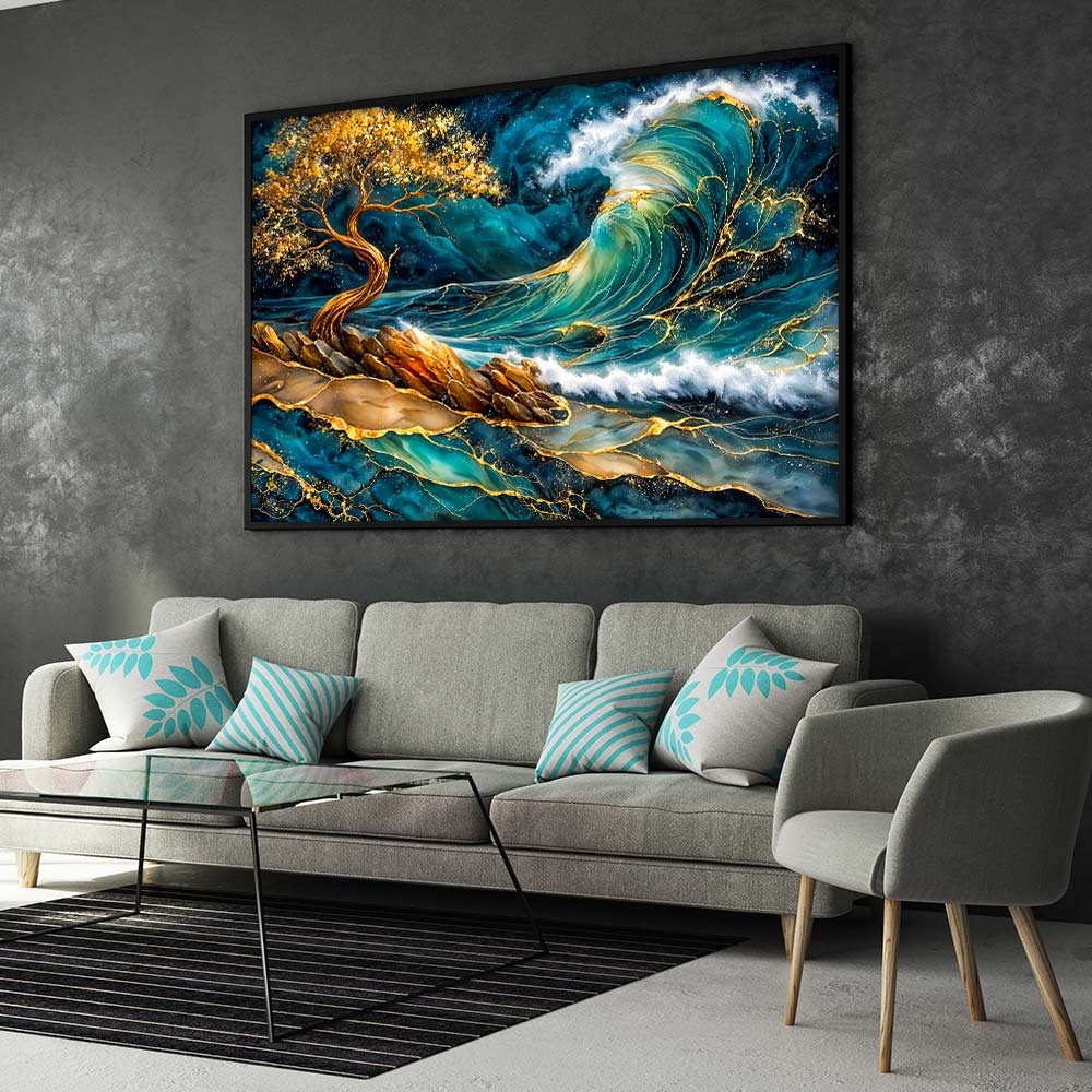 5D Diamond Painting – Golden Wave