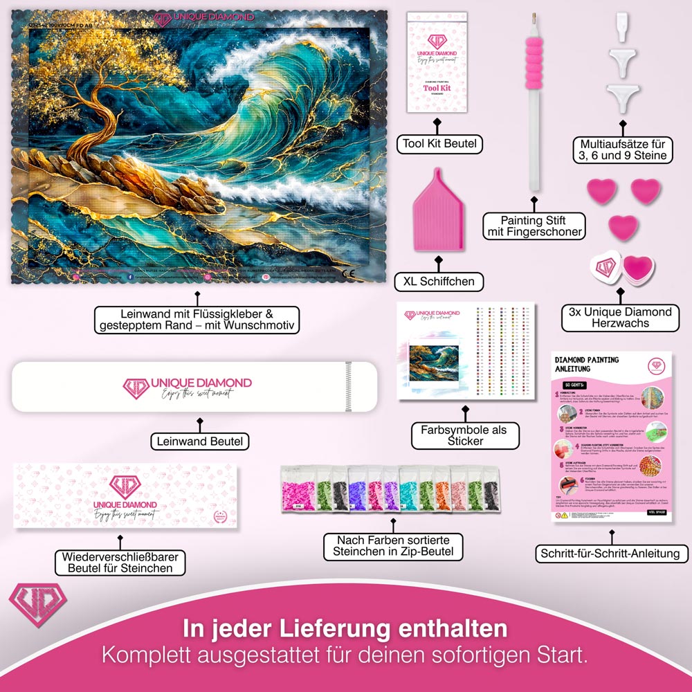 5D Diamond Painting – Golden Wave