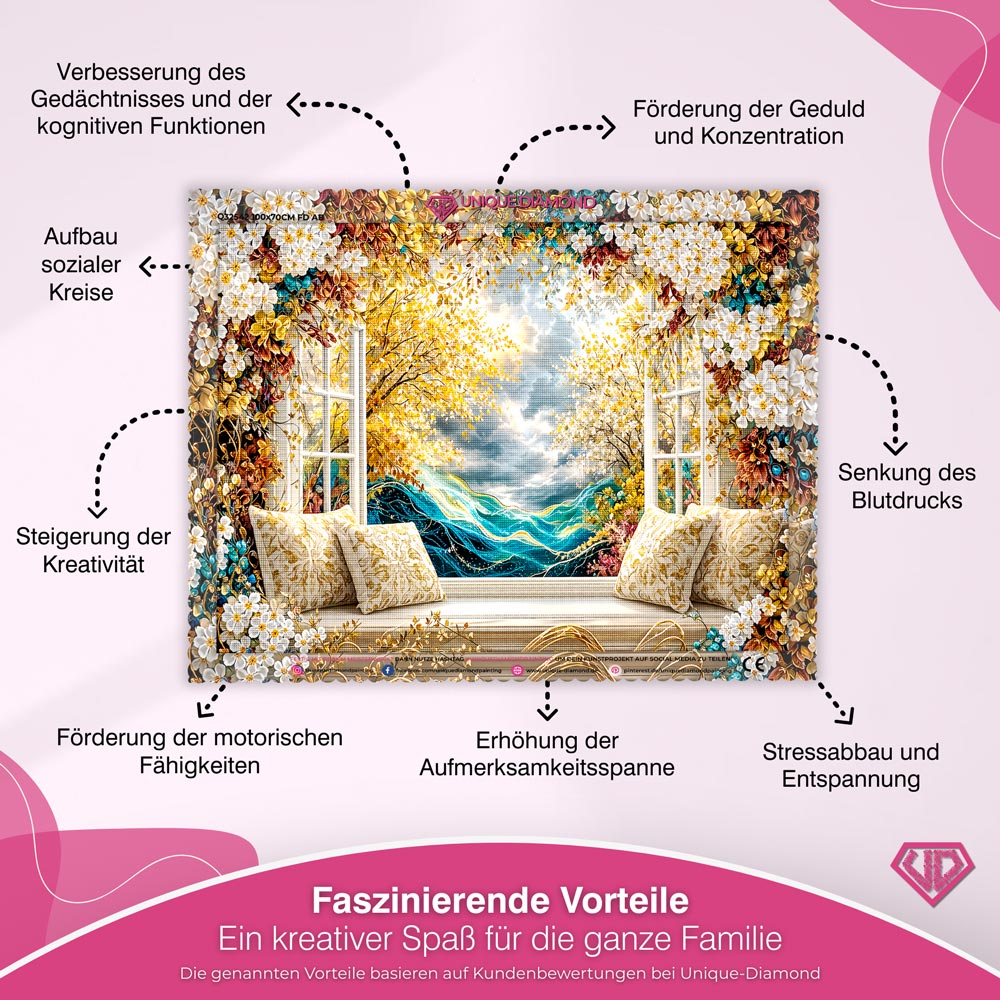 5D Diamond Painting – Golden Window Dream