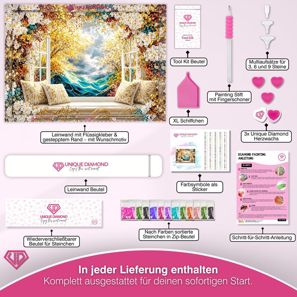 5D Diamond Painting – Golden Window Dream