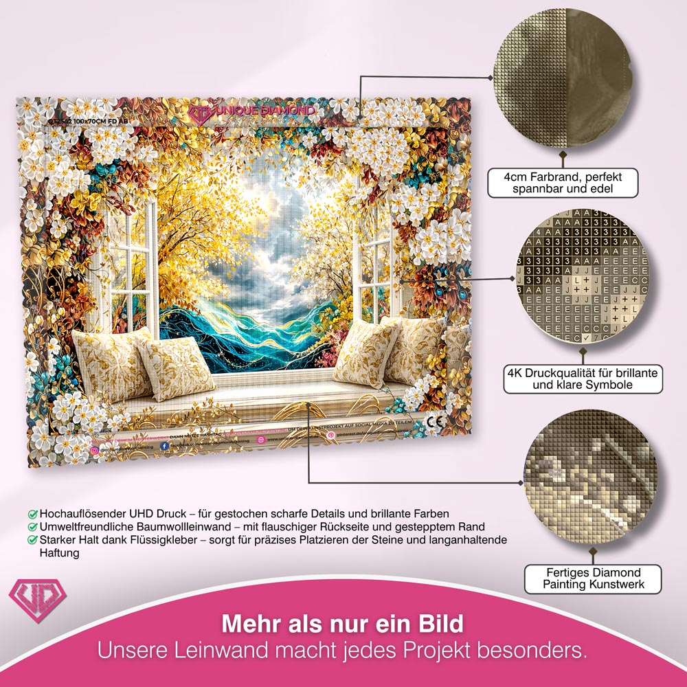 5D Diamond Painting – Golden Window Dream