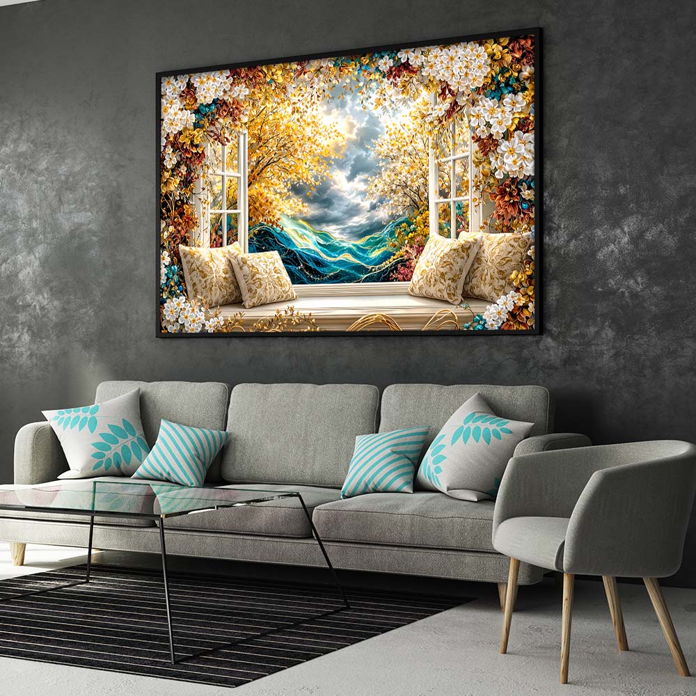 5D Diamond Painting – Golden Window Dream