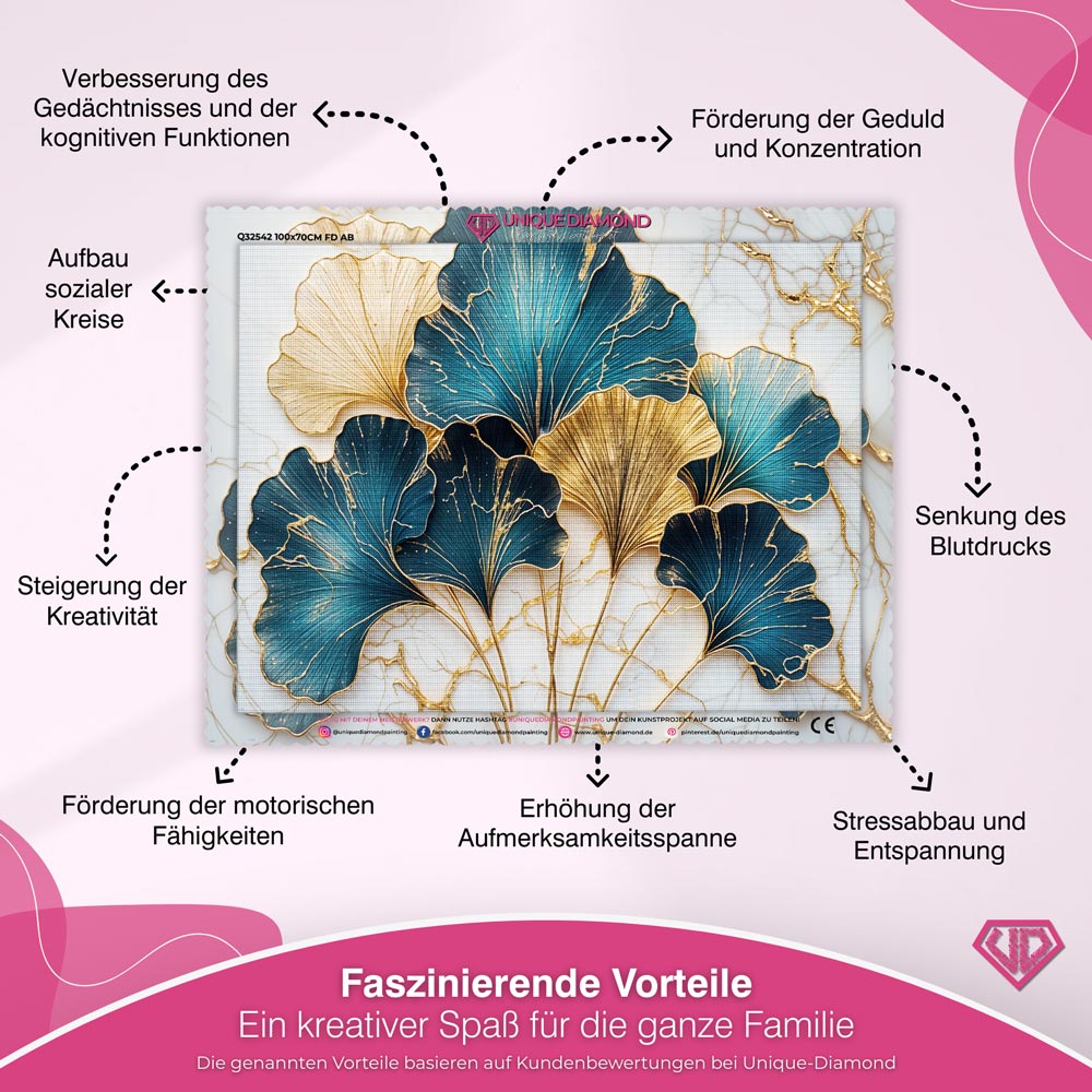 5D Diamond Painting – Goldene Ginkgo-Träume Unique-Diamond