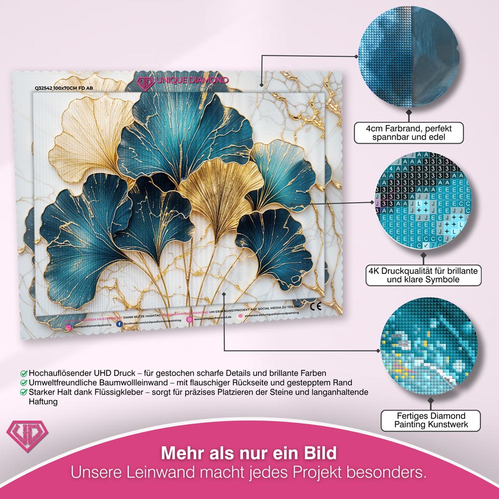 5D Diamond Painting – Goldene Ginkgo-Träume Unique-Diamond