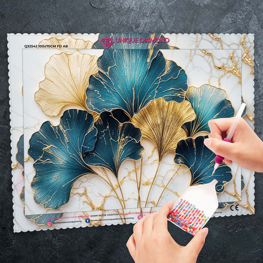 5D Diamond Painting – Goldene Ginkgo-Träume, Unique-Diamond