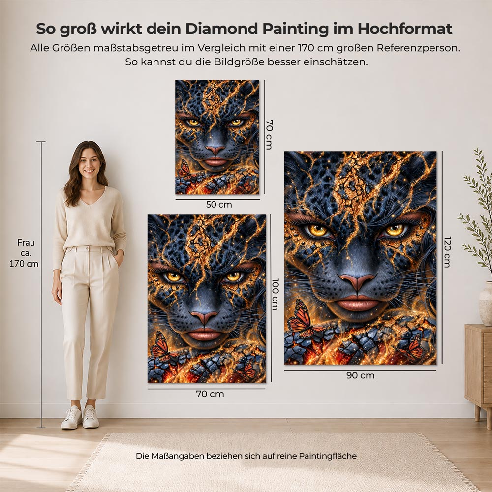 5D Diamond Painting – Goldene Seelenkraft der Wildkatze