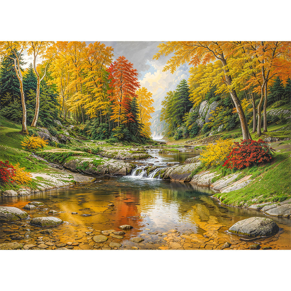 5D Diamond Painting – Goldene Stille am Fluss, Unique-Diamond