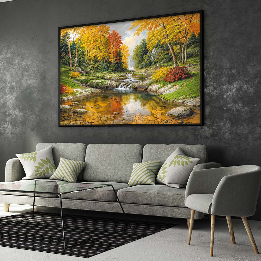 5D Diamond Painting – Goldene Stille am Fluss, Unique-Diamond