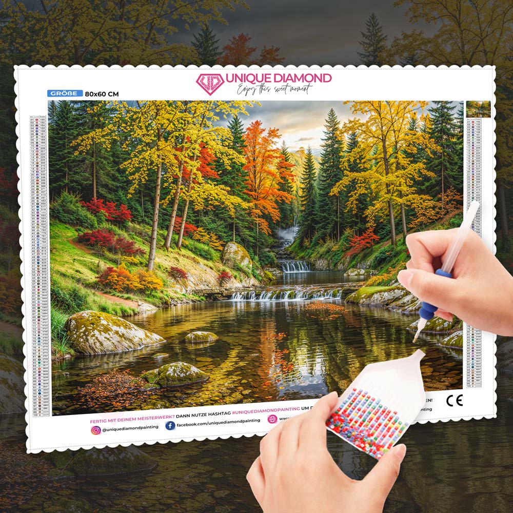 5D Diamond Painting – Goldene Wälder von Aranya, Unique-Diamond