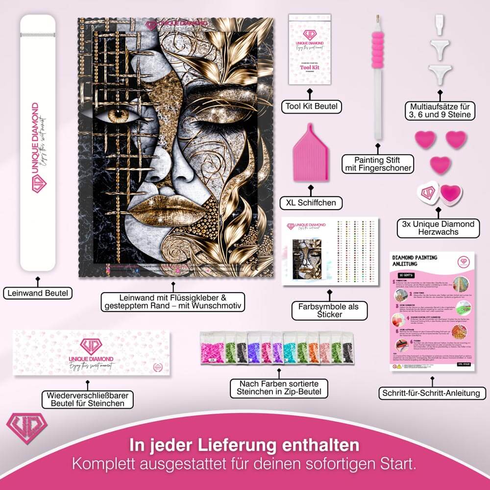5D Diamond Painting – Goldenes Mosaik der Seele