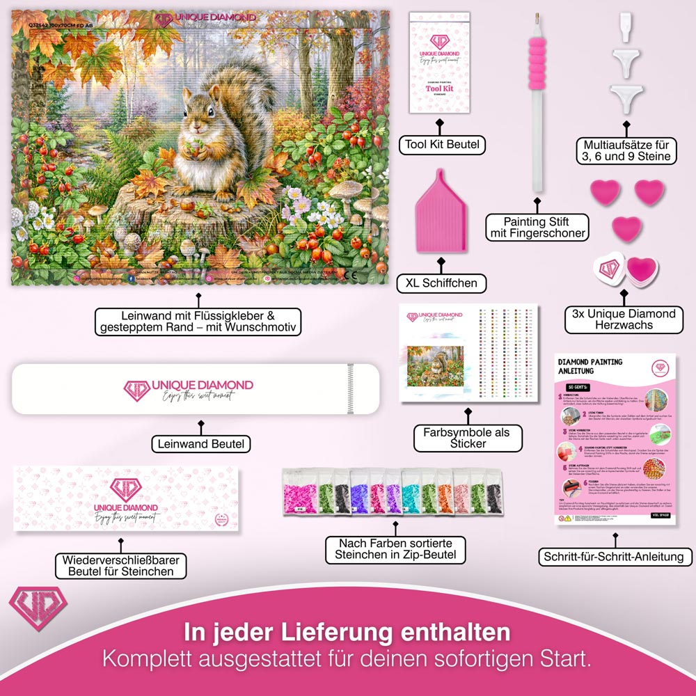5D Diamond Painting – Goldpfötchen im Herbstzauber