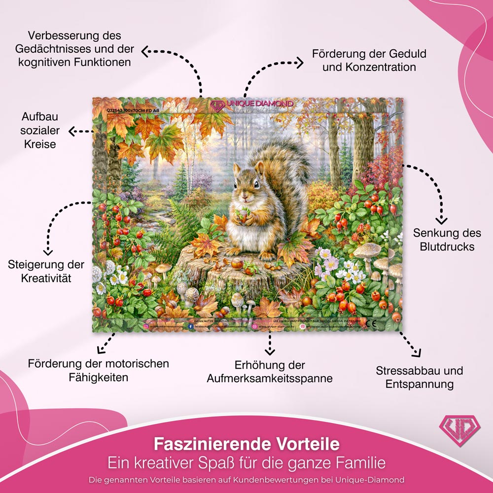 5D Diamond Painting – Goldpfötchen im Herbstzauber