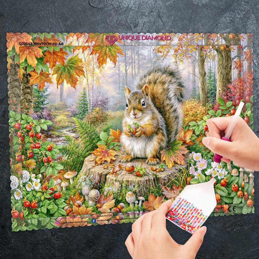 5D Diamond Painting – Goldpfötchen im Herbstzauber