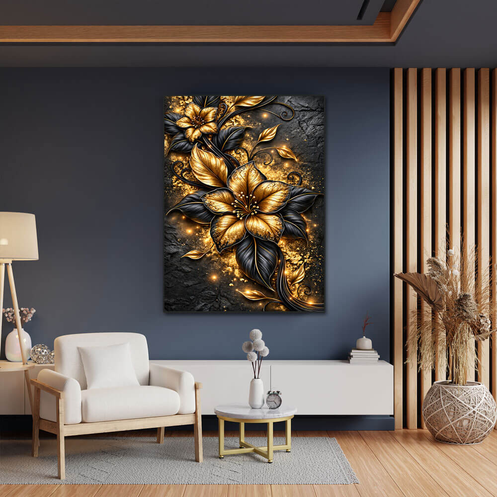 5D Diamond Painting – Goldranken auf Schiefer