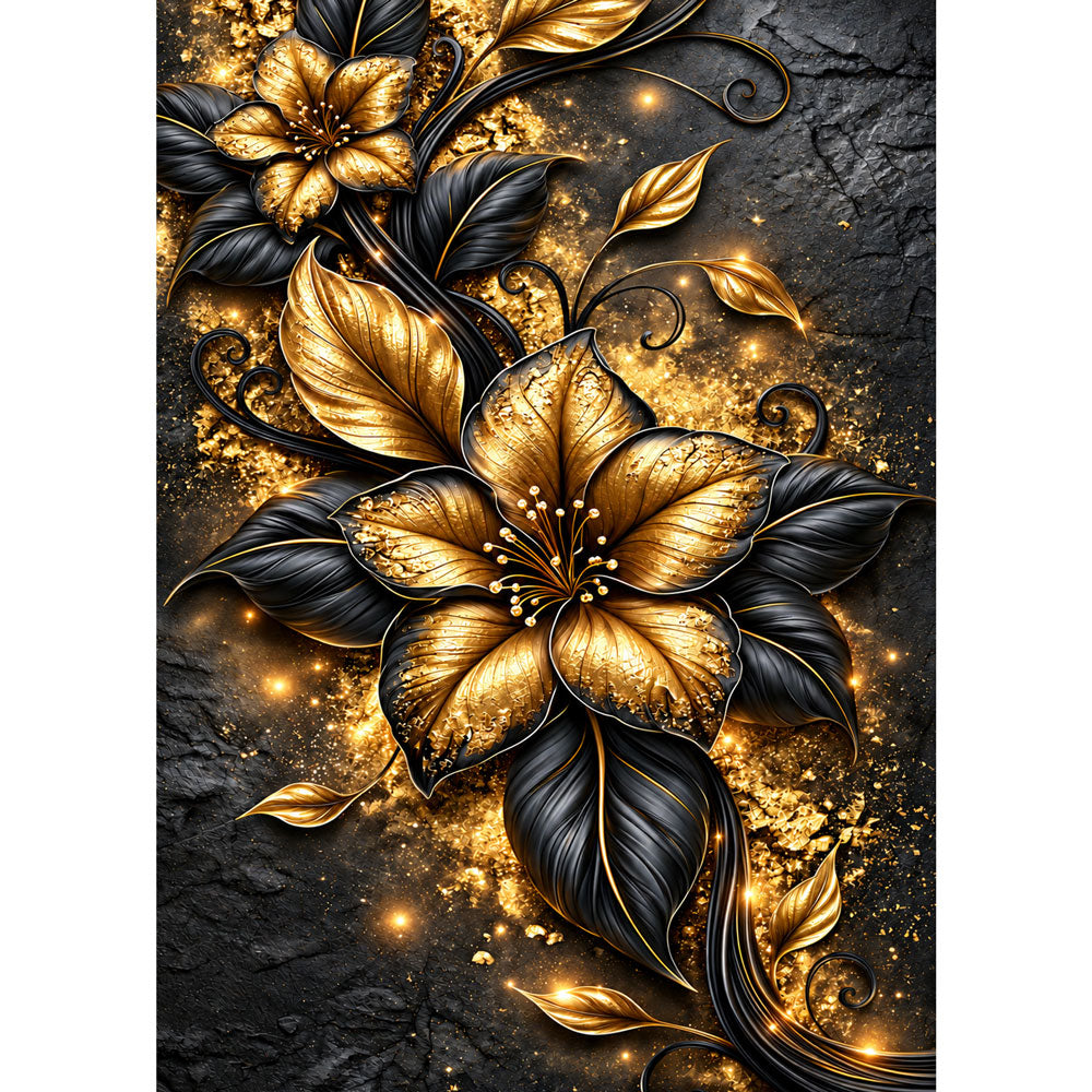 5D Diamond Painting – Goldranken auf Schiefer | Unique Diamond

