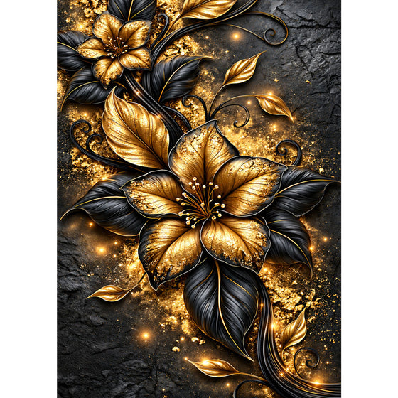 5D Diamond Painting – Goldranken auf Schiefer | Unique Diamond

