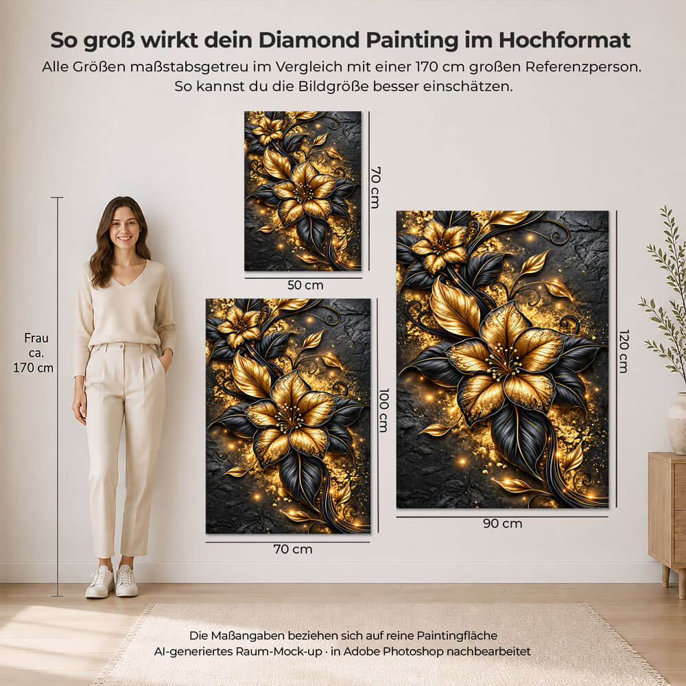 5D Diamond Painting – Goldranken auf Schiefer