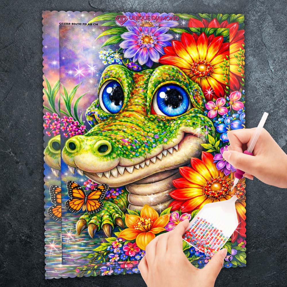 5D Diamond Painting – Happy Crocodile Garden