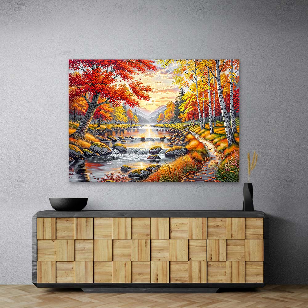 5D Diamond Painting – Herbstflüstern am Fluss, Unique-Diamond
