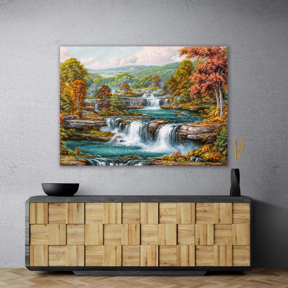 5D Diamond Painting – Herbstklang der Wasserfälle Unique-Diamond