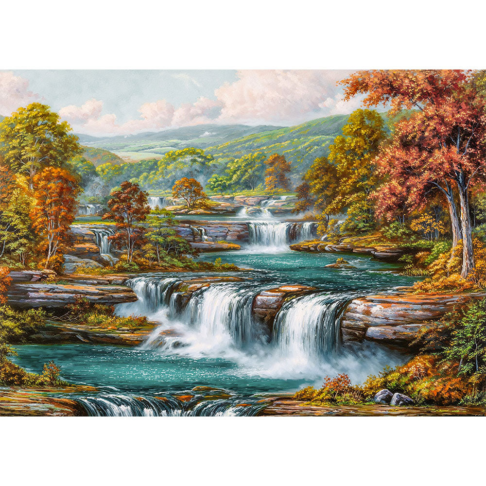 5D Diamond Painting – Herbstklang der Wasserfälle Unique-Diamond