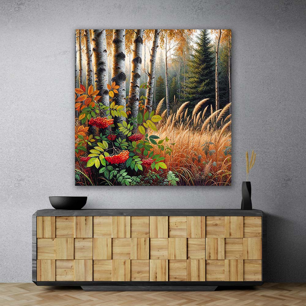 5D Diamond Painting – Herbstzauber im Birkenhain, Unique-Diamond