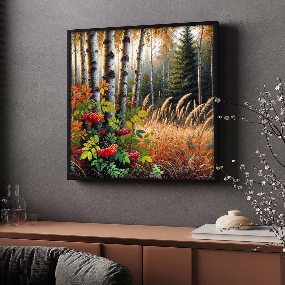 5D Diamond Painting – Herbstzauber im Birkenhain, Unique-Diamond