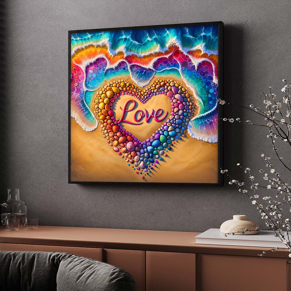 5D Diamond Painting – Herz aus Muscheln, Unique-Diamond