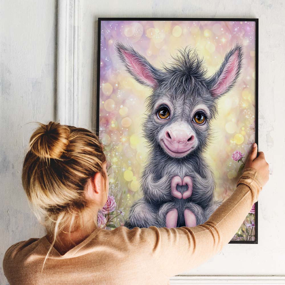 5D Diamond Painting – Herzchen-Esel in Rosengarten Unique-Diamond