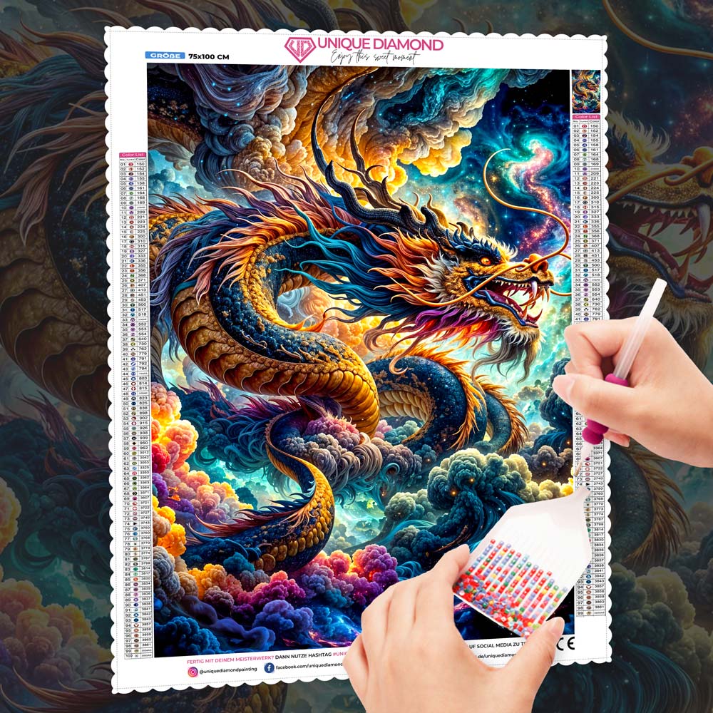 5D Diamond Painting – Himmelsdrache der Elemente, unique-diamond