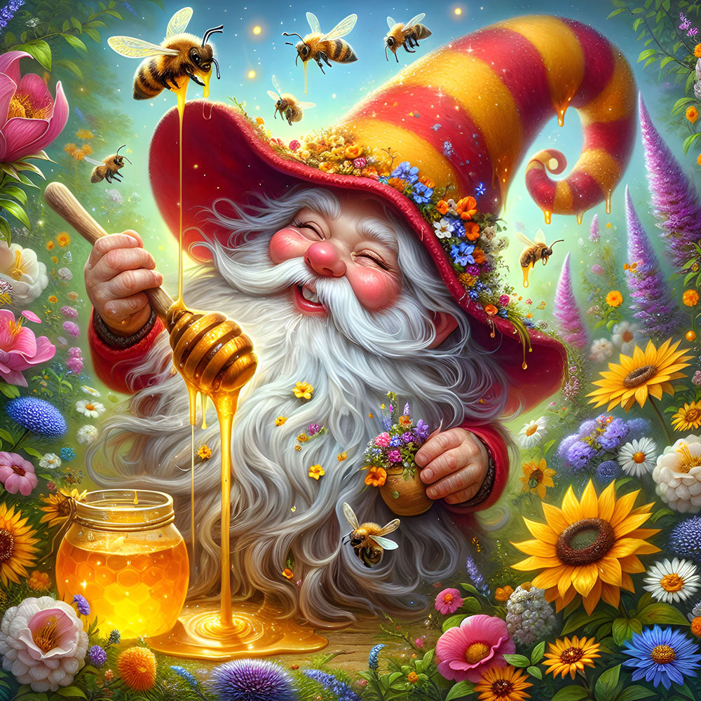 5D Diamond Painting – Honigzauber im Blütengarten, Unique-Diamond