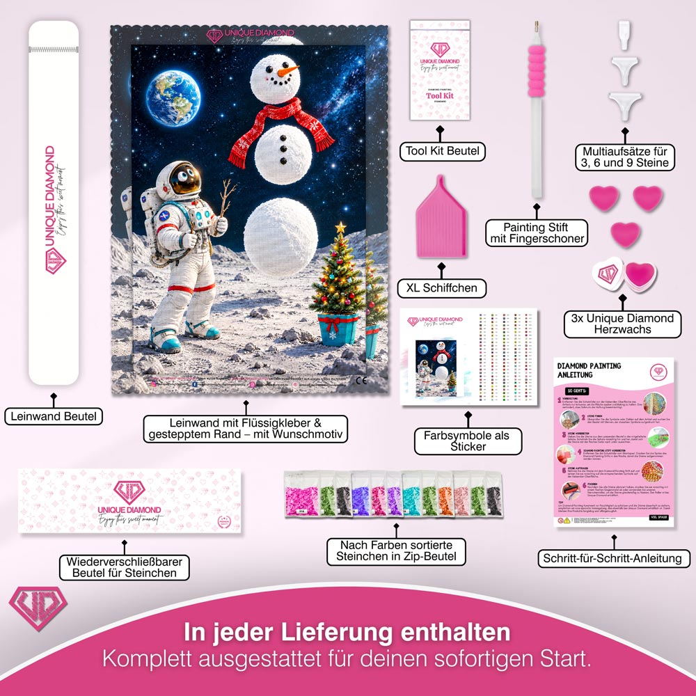 5D Diamond Painting – Houston, der Schneemann schwebt!